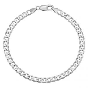 9ct White Gold Italian Bevelled Curb Bracelet- 5.75mm - 8" -Gents