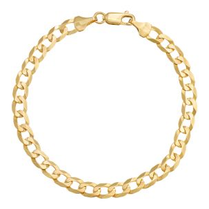 9ct Yellow Gold Italian Flat Curb bracelet - 5.5mm - 7" - Ladies