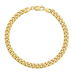 9ct Yellow Gold Domed Italian Curb Bracelet - 6mm - 7" - Ladies