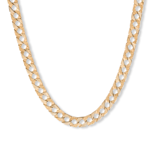 9ct Yellow Gold Ornate Pattern Square Curb Chain - 12mm Wide, Lengths 22" - 30" (Size 4)