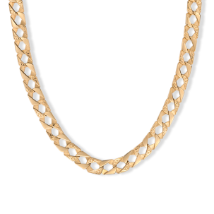 9ct Yellow Gold Ornate Patterned Square Curb Chain - 9mm - (22" - 30")