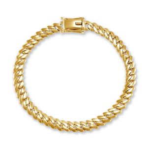 9ct Solid Yellow Gold Miami Cuban Link Bracelet - 6mm - 9" -Gents