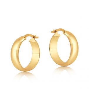 9ct Yellow Gold Smooth Round Hoop Earrings - 19mm