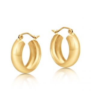 9ct Yellow Gold Smooth Round Hoop Earrings - 18mm