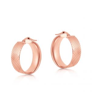 9ct Rose Gold Round Chunky Ribbed Hoop Earrings - 24mm