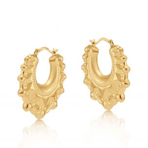 9ct Yellow Gold Traditional Creole Earrings - 29mm