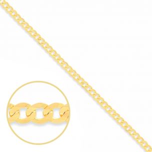 SOLID - 9ct Gold Italian Bevelled Edge Curb Chain - 3mm - 22"