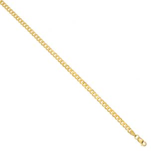 SOLID - 9ct Gold Italian Bevelled Edge Curb Chain - 3mm - 22"