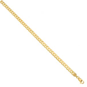 Solid 9ct Gold Italian Bevelled Edge Curb Chain - 4mm - 20" - 24"