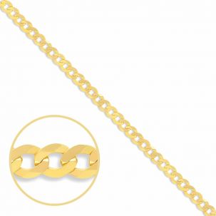 SOLID - 9ct Gold Italian Bevelled Edge Curb Chain - 5mm - 24"