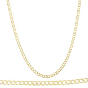 SOLID - 9ct Gold Italian Bevelled Edge Curb Chain - 5mm - 20"