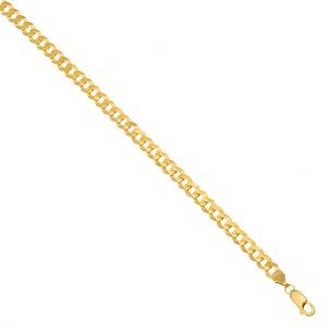 SOLID - 9ct Gold Italian Bevelled Edge Curb Chain - 5mm - 22"