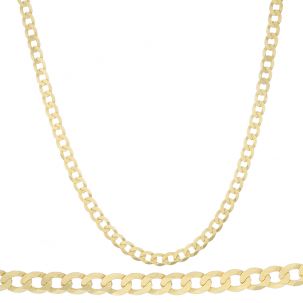 SOLID - 9ct Gold Italian Bevelled Edge Curb Chain - 7mm - 22"