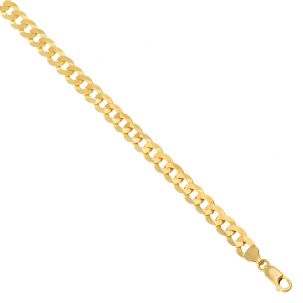 SOLID - 9ct Gold Italian Bevelled Edge Curb Chain - 7.5mm - 22"