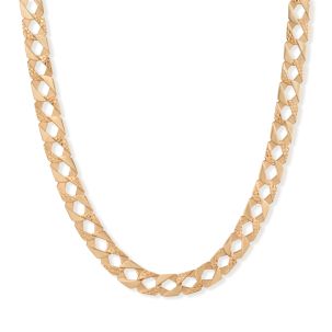 9ct Solid Gold Snake Pattern Square Curb Chain - 8mm Wide -Lengths 22"- 30" (Size 1)
