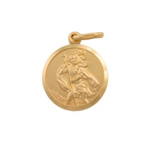 9ct Yellow Gold Single-Sided Round St. Christopher Pendant - 14mm