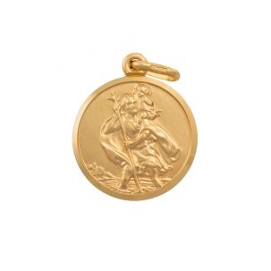 9ct Yellow Gold Single-Sided Round St. Christopher Pendant - 25mm