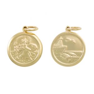 9ct Yellow Gold Double-Sided Round St. Christopher Pendant - 27mm