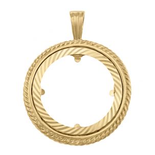 9ct Yellow Gold Full Sovereign Rope Design Coin Mount Pendant