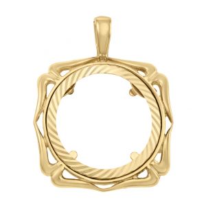9ct Yellow Gold Half Sovereign Square Edge Coin Mount Pendant