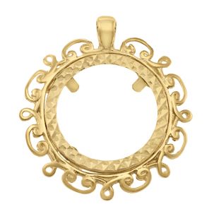 9ct Gold Half Sovereign Wave Design Coin Mount Pendant