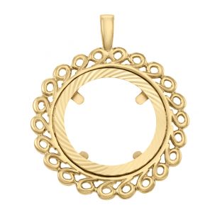 9ct Yellow Gold Full Sovereign Wave Design Coin Mount Pendant