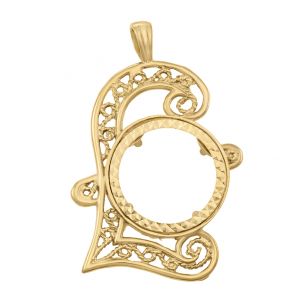 9ct Yellow Gold Full Sovereign Pound Sign Coin Mount Pendant