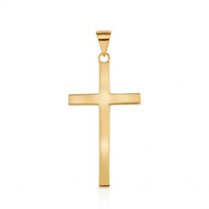 Solid 9ct Gold Square Classic Polished Cross Pendant - Size 2