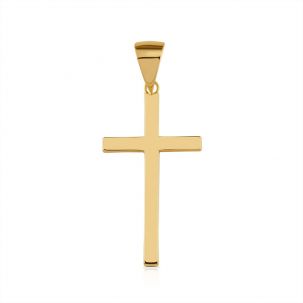 Solid 9ct Gold Square Classic Polished Cross Pendant - Size 3