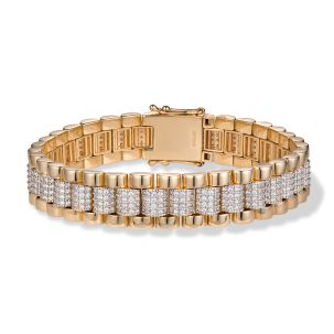 Rolex Style 9ct Gold Gem Set Presidential Bracelet |6.75" -ladies