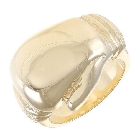 9ct Yellow Gold Large Heavy Boxing Glove Signet Ring - Gents