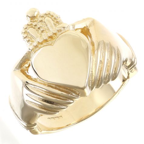 Solid 9ct Gold Handmade Gent's Large Heavy Classic Claddagh Ring