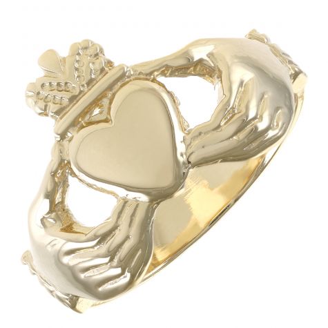 9ct Yellow Gold Solid Small Classic Claddagh Ring - Gent's