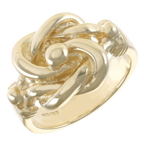 Solid 9ct Yellow Gold Polished Medium Knot Ring  - Gent's 