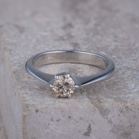 0.50CT Natural Light Brown Diamond Engagement Ring – 18K White Gold | WGI Certified