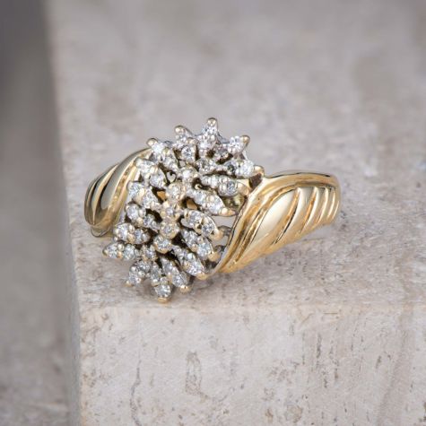 9ct Yellow Gold 0.25ct Diamond Cluster Ring – Size Q