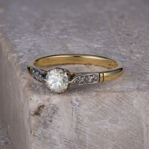 18ct Yellow & White Gold Vintage Pre-Owned 0.45ct Diamond Ring – Size N