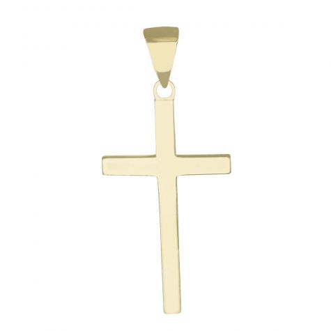 Solid 9ct Gold Square Classic Polished Cross Pendant - Size 2.5