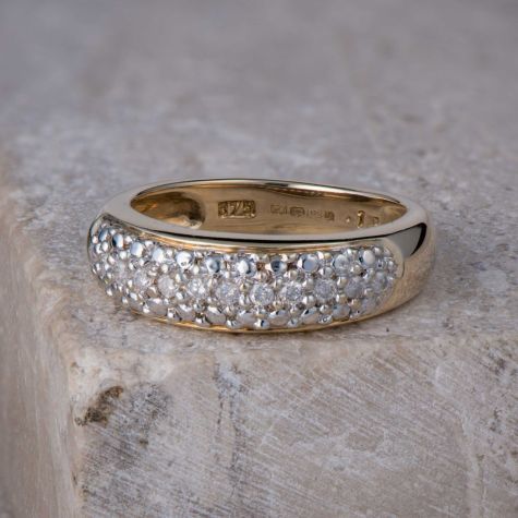 9ct Yellow Gold 0.15ct Diamond Preowned Half Eternity Ring – Size K