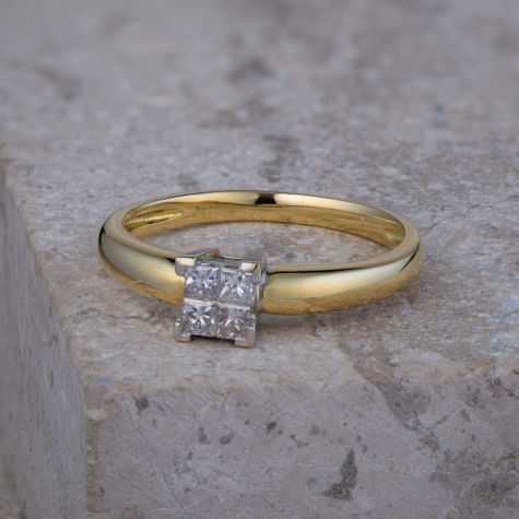 18ct Gold Princess Cut Diamond Solitaire Ring – 0.20ct | Engagement Ring | Size K