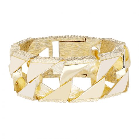 9ct Gold Textured Square Curb Bracelet - 32mm - 9.5"- Gents