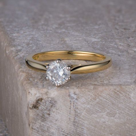 18ct Yellow & White Gold Pre-owned 0.45ct Diamond Solitaire Ring – Size H½