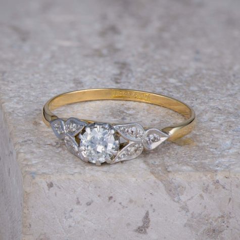 Vintage 18ct Gold & Platinum 0.35ct Diamond Ring – Size Q