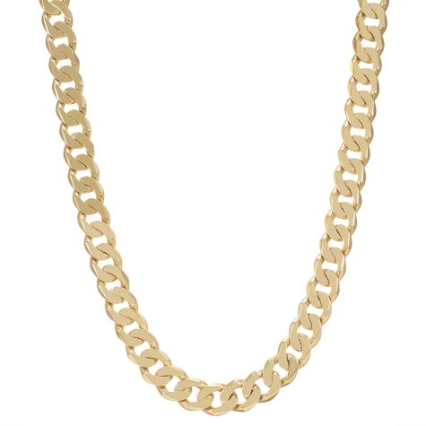 9ct Yellow Gold Solid Heavy Bevelled Edge Curb Chain - 12mm - 22" - 30"