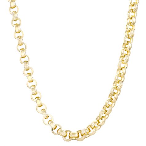 9ct Yellow Gold Heavy Round Belcher Chain - 28&quot; - 10mm