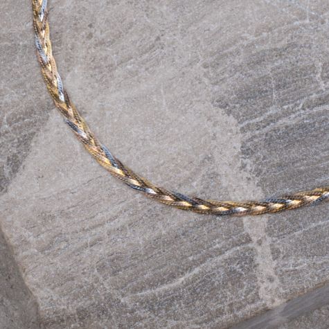 14ct Tri Colour Gold Italian Made Flat Rope Twist Style Chain - 4mm- 18"