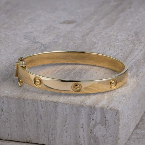 Solid 9ct Yellow Gold Screw Bangle –5 Inches - Baby Size (Pre-Owned)