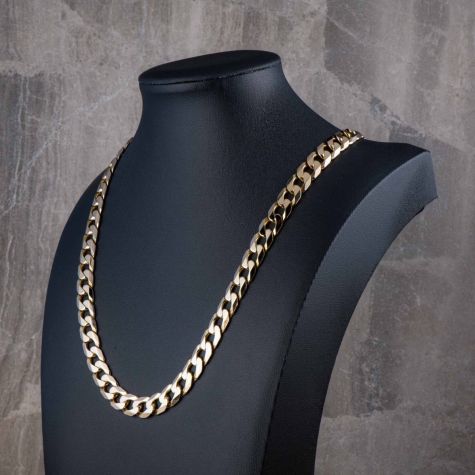 Solid 9ct Gold Italian Curb Chain Necklace – Heavyweight - 9.5mm - 21 Inch