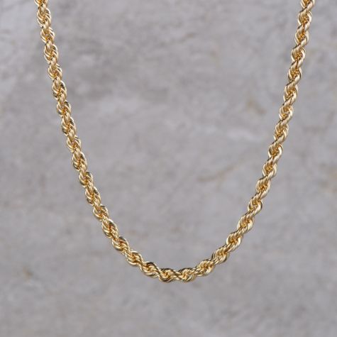 Pre-Owned 18ct Solid Gold Italian Rope Chain – 22" Length, 3mm Wide, Sturdy Design