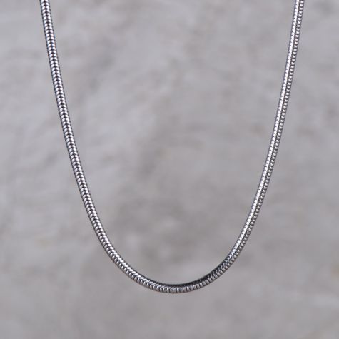 18ct White Gold Sturdy Snake Chain Necklace – 16" Solid Gold, 1.8mm Wide